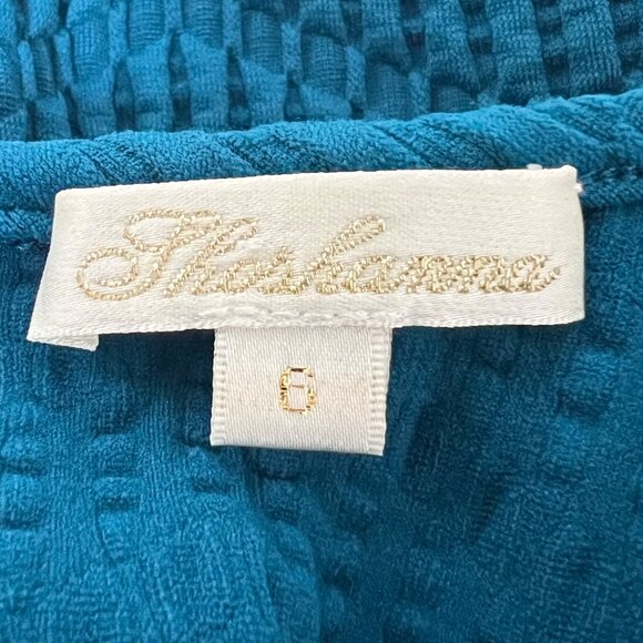 Shoshanna Womens Teal Blue Fit Flare Mini Dress Textured Stretchy Knit size 6 - Picture 9 of 10